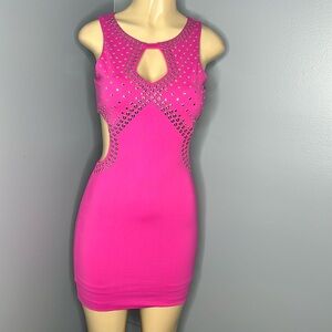 bebe grommet embellished body-con pink color dress size S